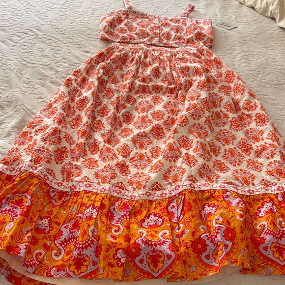BNWT Boho Style Floral Orange & Red 2pc Set By Haute Hippie “M Top S Bottom” - Picture 1 of 12